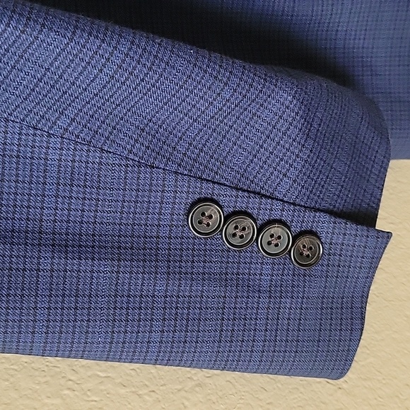 Lauren Ralph Lauren Mens Navy Blue Plaid Two Button Blazer - Size 46L - Picture 8 of 14